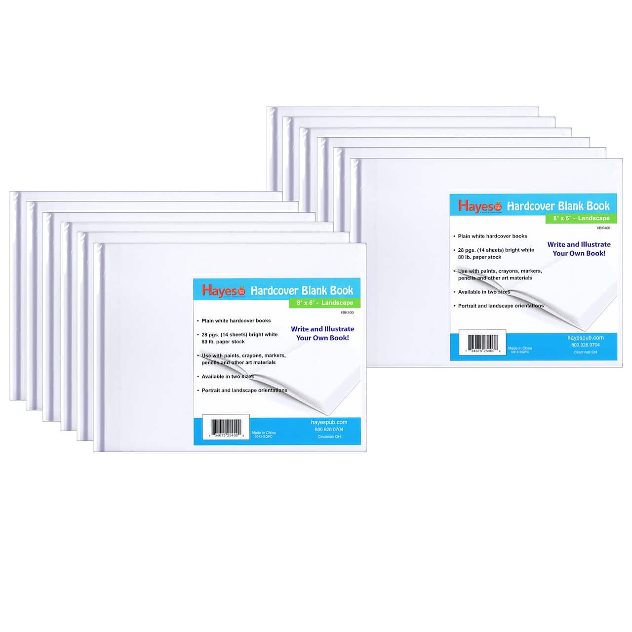 Hayes Publishing Hardcover Blank Book Landscape, 12ct.